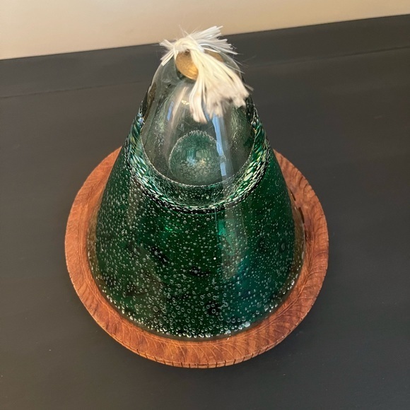 Hand Blown Green Glass Control Bubbles Oil‎ Lamp - Picture 4 of 9